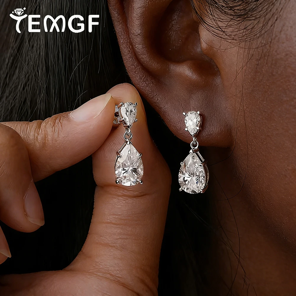 

TEMGF 7CT/Pair Moissanite Studs S925 Sterling Silver Drop Earrings for Women Wedding Engagement Anniversary luxury Fine Jewelry