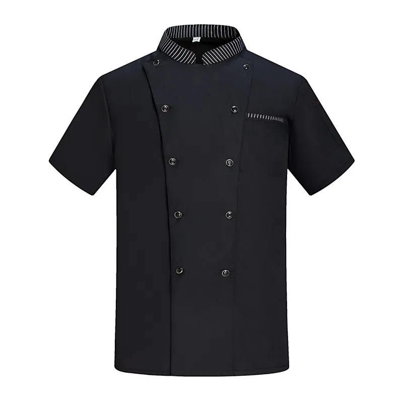 

New Men's Chef Jacket Cook Wear Uniform Shirts Short Sleeve Restaurant Hotel Costume Kitchen Chef Coat Apron Unisex