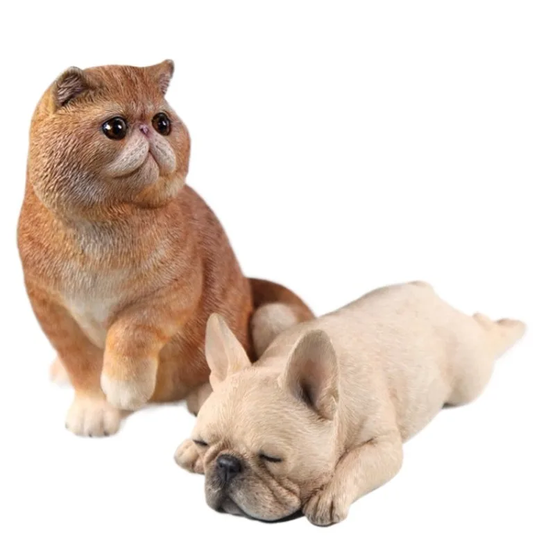 New resin French bull sleeping position small French bulldog simulation animal model car home decoration