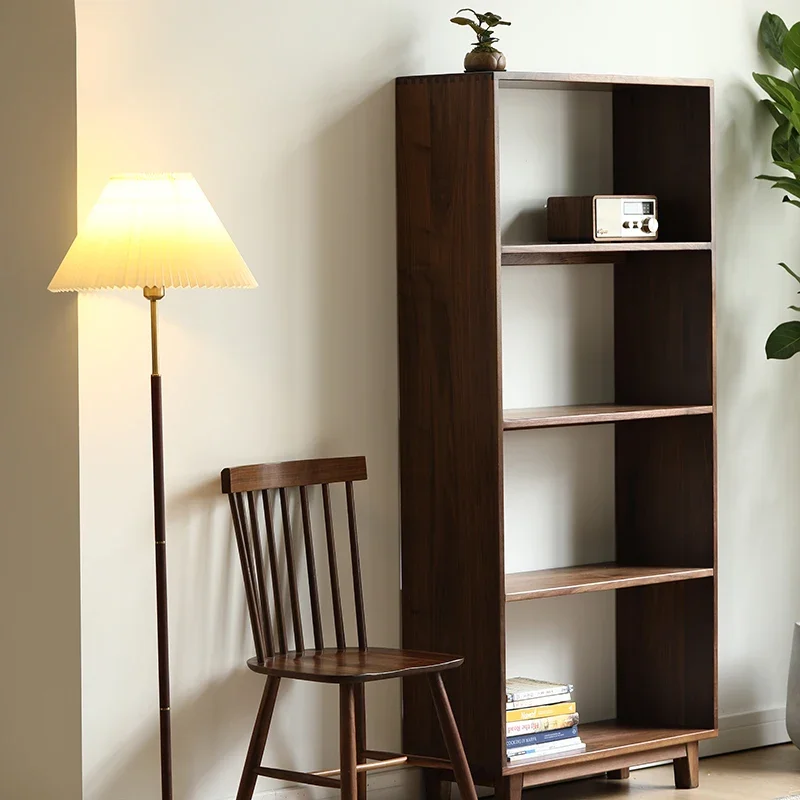 North American black walnut bookshelves, all solid wood shelves, simple modern Nordic display shelves, log design furniture