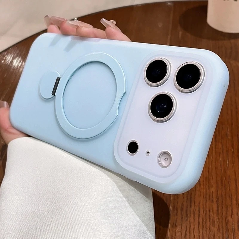 Jelly Soft Silicone Magnetic For Magsafe Phone Case For iPhone 17 18 16 15 14 Pro Max Ring Stand Holder Shockproof Bumper Cover