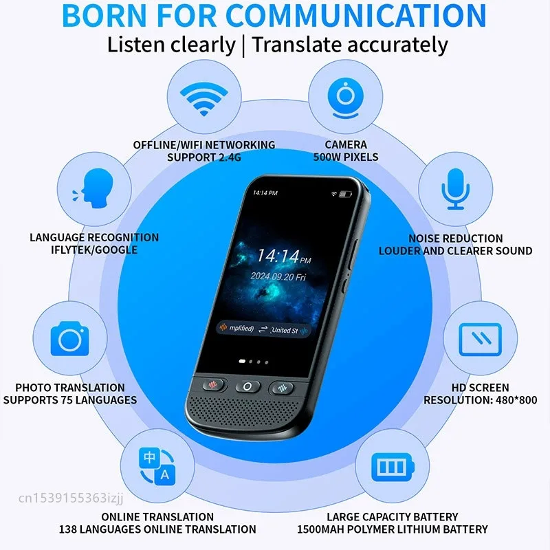 جهاز مترجم T7 Pro Smart AI ChatGPT مساعد صوتي ترجمة دقيقة 138 لغة تسجيل الصور دون اتصال بالإنترنت ترجمة سريعة
