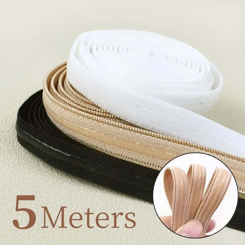 

5M 10/12/15mm Non-slip Silicone Elastic Bands for Bra Strap Swimwear Stretch Tape Bikini Rubber Band DIY Garment Accessories