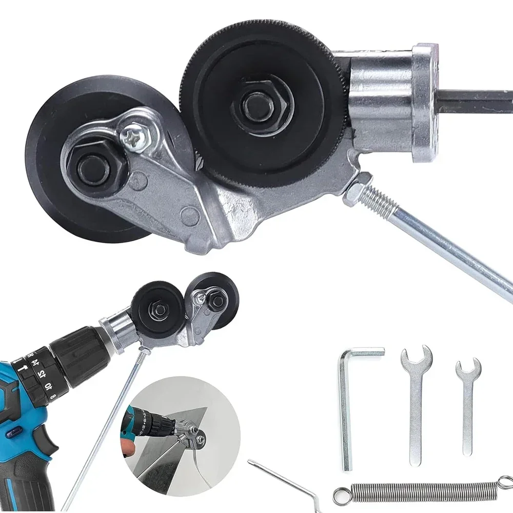 

For Iron Metal Sheet Cutter Plate Punch Scissors Electric Drill Plate Cutter Attachment Double Headed Free Cutting Tools