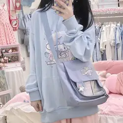 Sanrio Cinnamoroll Cute Hoodie Fashion Cartoon Kawaii Anime Girl Spring and Autumn Hooded Loose Sweatshirt Girl Birthday Gift