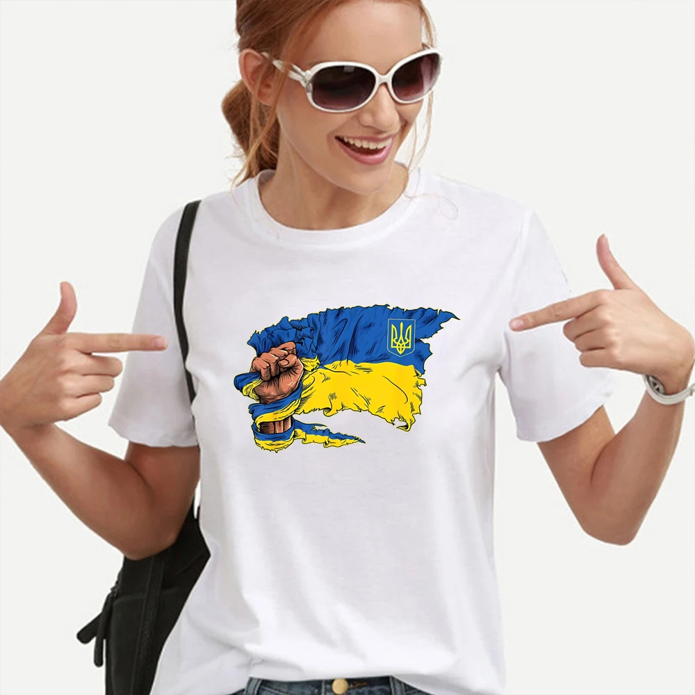Tshirt Shirts Retro Women Tops Tee Ukraine Flag T-shirt Colour Trident Patriotic Shirt Short Sleeve Aesthetic Clothes