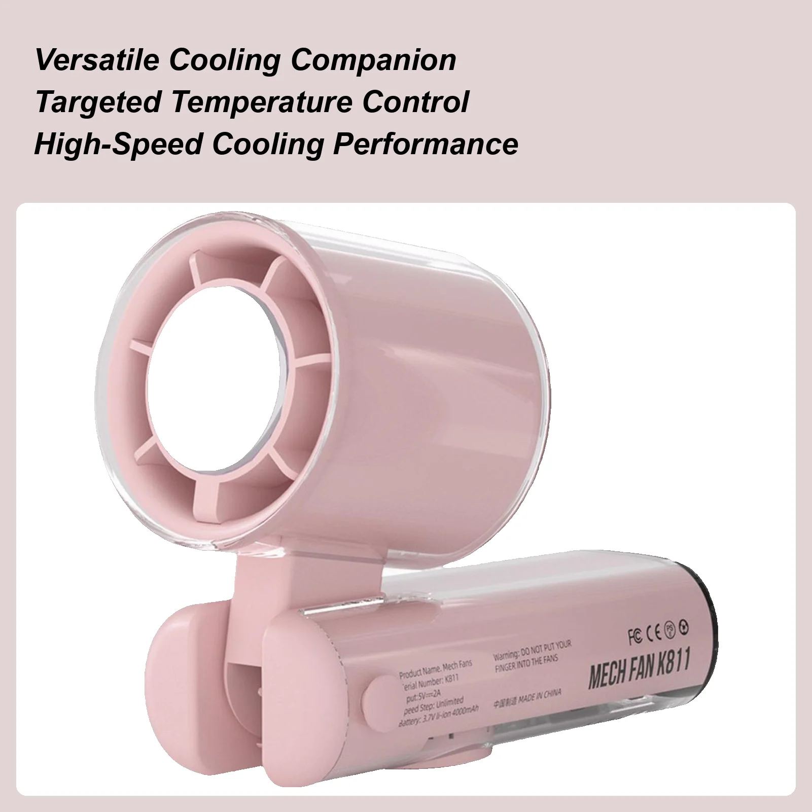 

Portable Handheld Fan Foldable Hand Cooling Fan With Lights Compact Hot Weather Supplies With Lanyard For Work Fishing Picnic