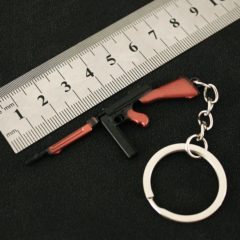 Game for Peace Pendant Mini Gun Thomson Keychain Alloy Metal Best Gift for Gun Lovers