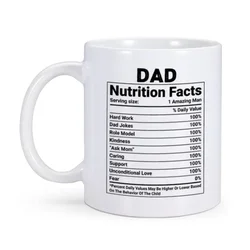 Dad Nutritional Facts Coffee Mug Ceramics Cup for Papa Daddy Stepdad Father’s Day Gift Best Dad Ever Cups Cool Gifts from Kids