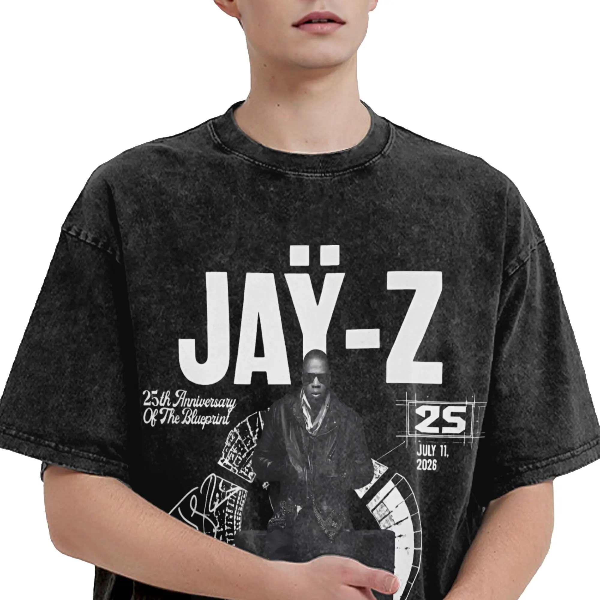 Jay Z 30th Reasonable Doubt 25th Blueprint JAŸ-Z 30 Tour  Accessories Washed T Shirt Men Women Streetwear Hip Hop T-Shirt