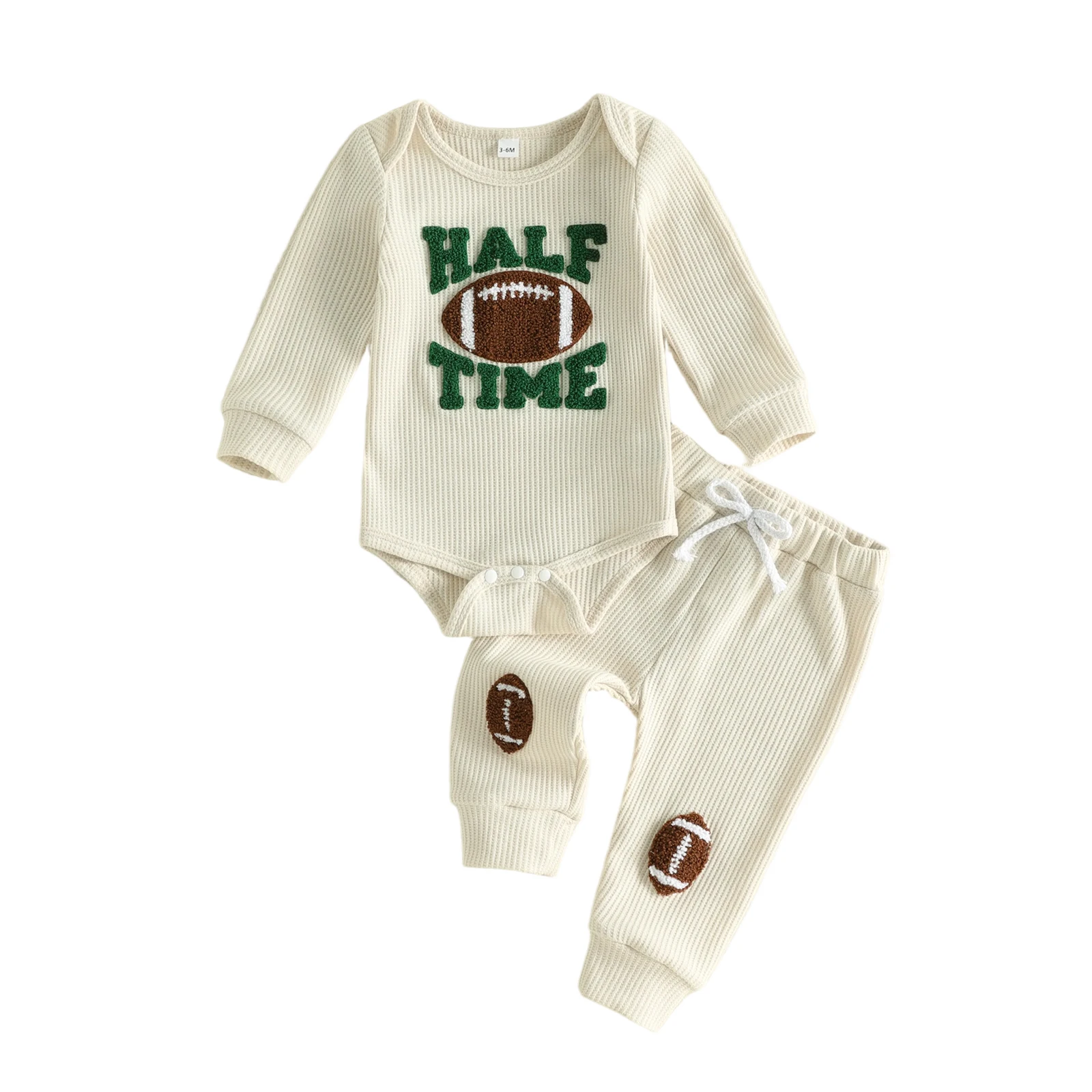 Baby Boy Half Birthday Outfit Letter Embroidery Crew Neck Romper and Pants