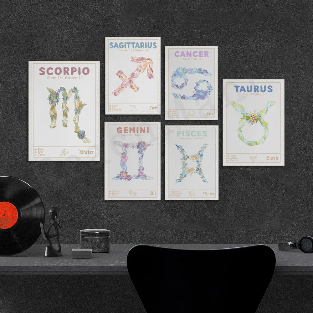 Zodiac Gradient Aesthetic Poster Gemini Scorpio Leo Cancer Libra Pisces Virgo Sagittarius Capricorn Taurus Aries Aquarius