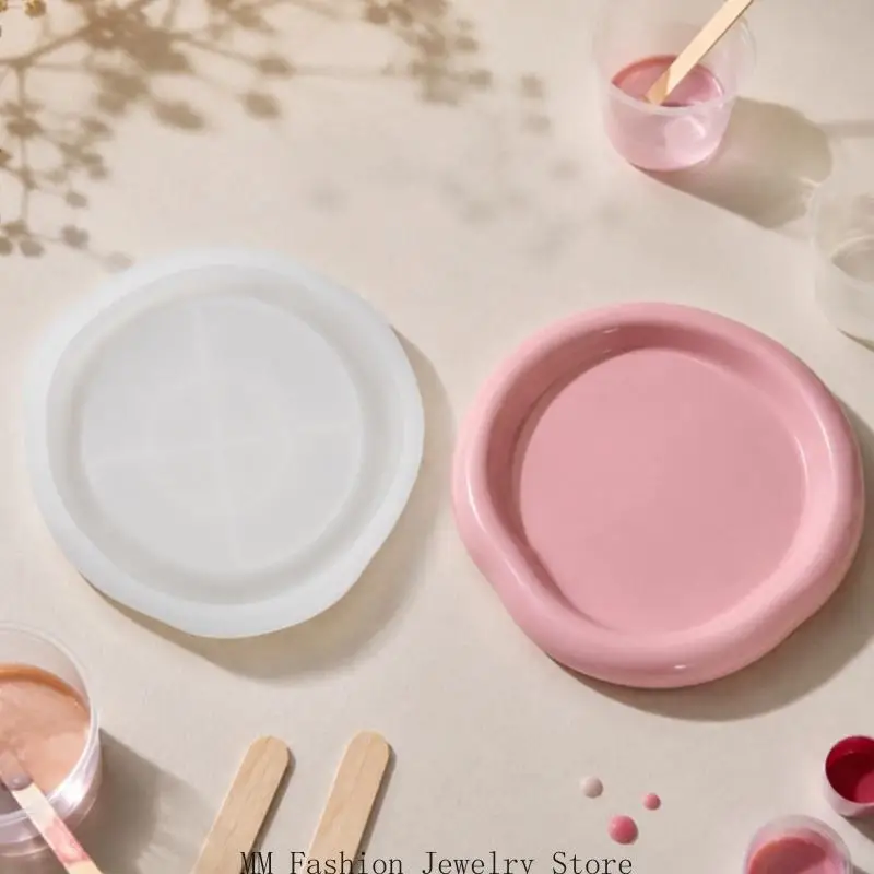 Irregular Round Silicone Tray Mold for Resin Casting, Flexible 16.7 x 15.9 Mold for Jewelry Tray Making, Jewelry Dish Crafts