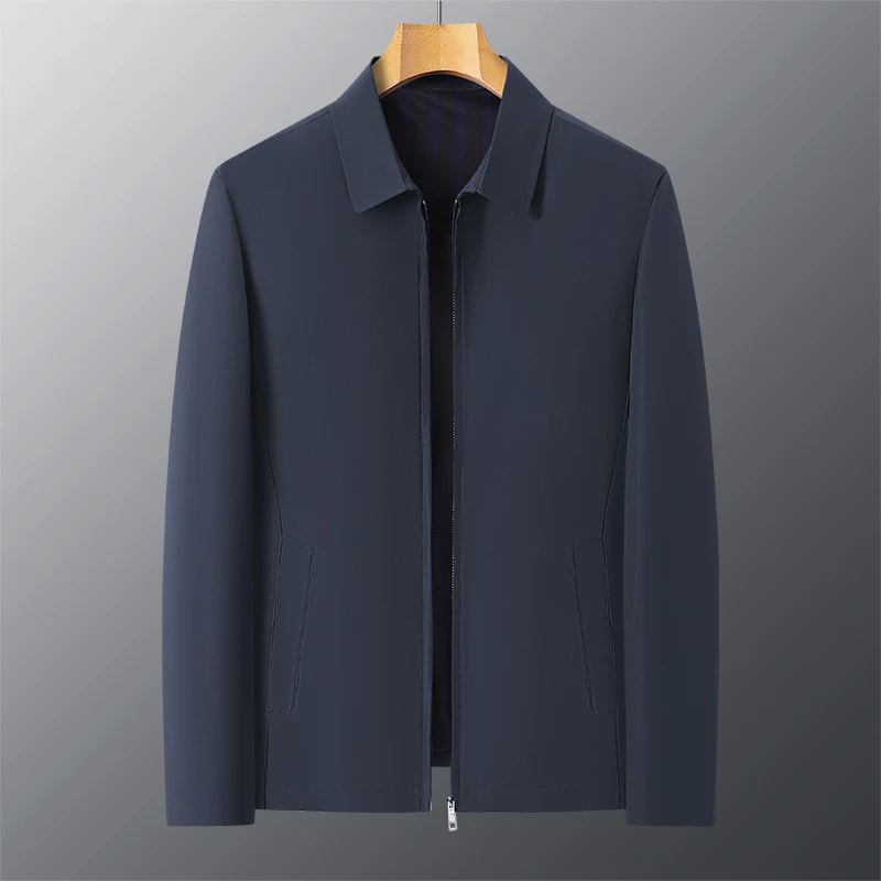 

Men's Spring Autumn Adstrative Busin Jaet Windproof Pure Color Simple Trendy Jaet Youth Polyester Fiber Long Sv...