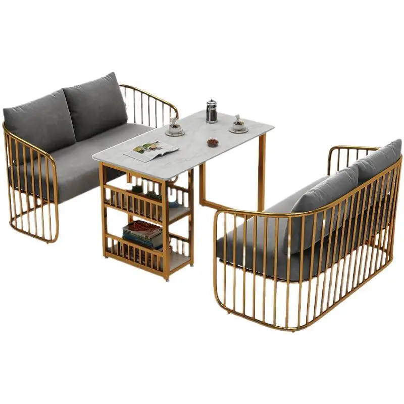 

Shop table and chair combination wrought iron dessert cafe leisure area, office negotiation, booth sofa