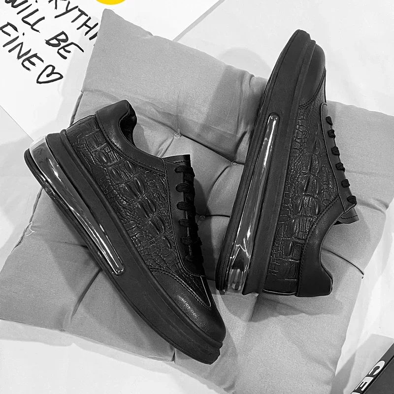 Brand Men Sneakers 2024 New Crocodile Pattern Leather Casual Shoes Male Platform Running Shoes Luxury Fashion Mens Tennis Shoes