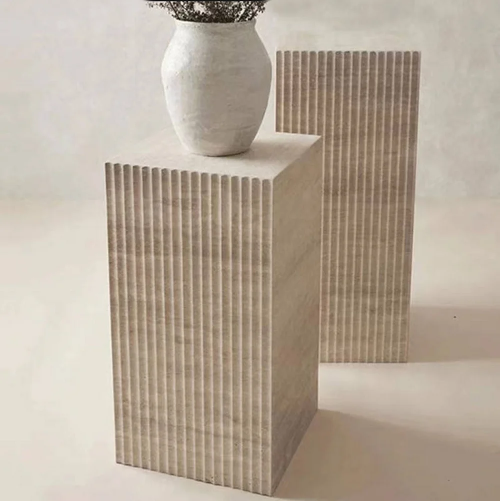 Modern Simple Design Marble Plinth Travertine Cube Coffee Table Stand Travertine Plinth