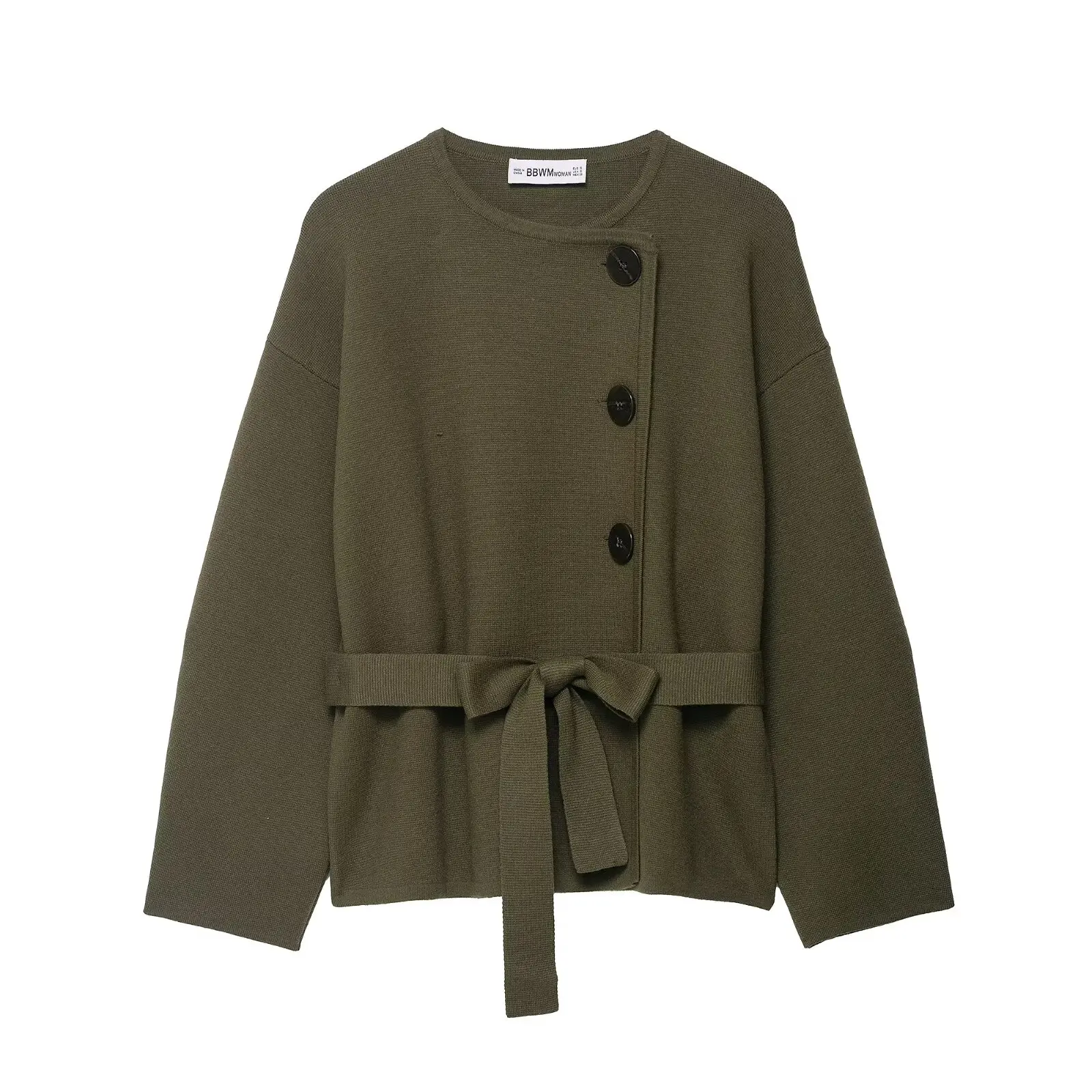 ZEVITY Women Fashion Solid Color Buttons Bow Sashes Knitting Casual Slim Jacket Female Chic Autumn Short Coat Tops CT9495