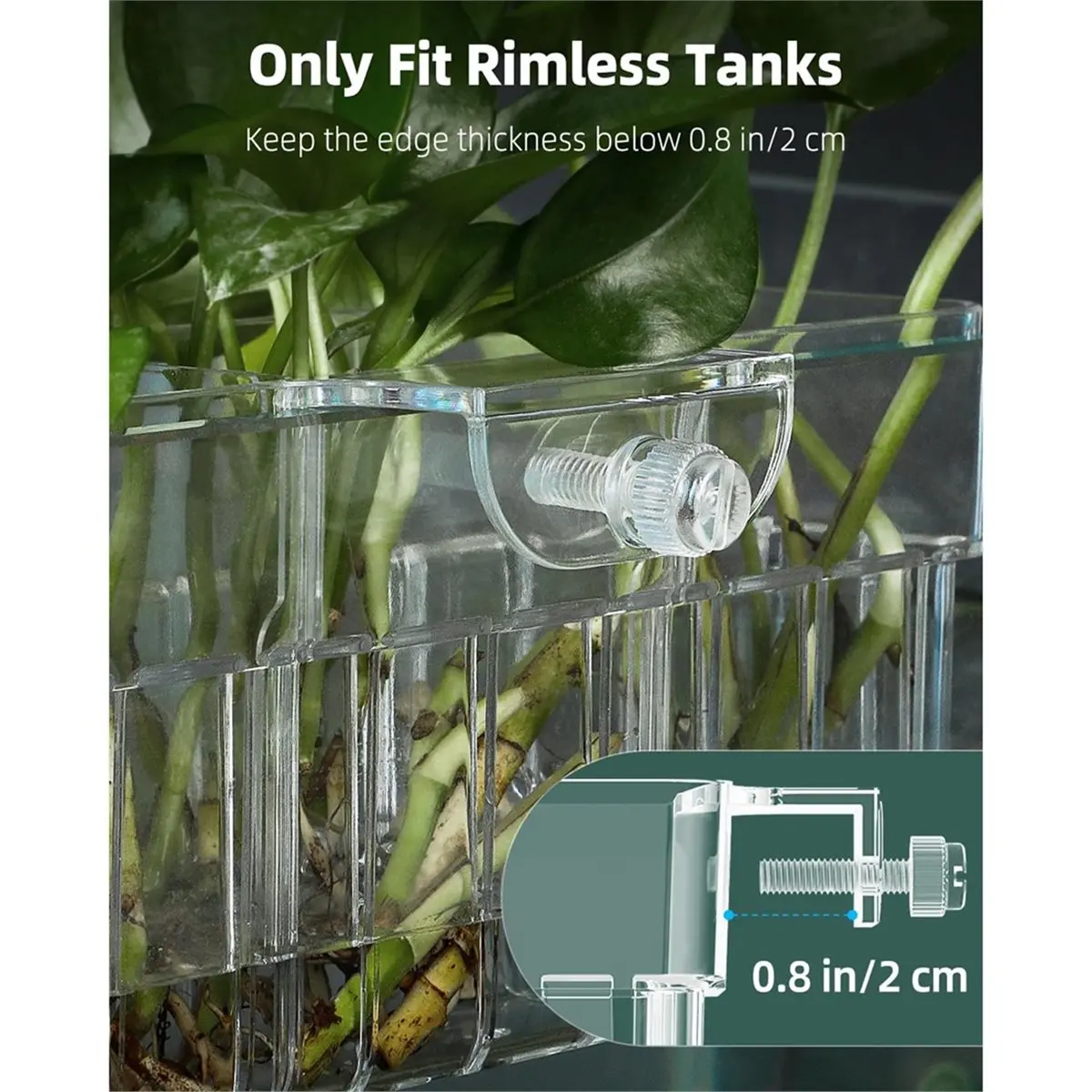 

618 Mega Sale Clear Acrylic Aquarium Plant Holder for Fish Tanks, 3 Slots Top Hanging Fish Tank Planting Holder with Hook,