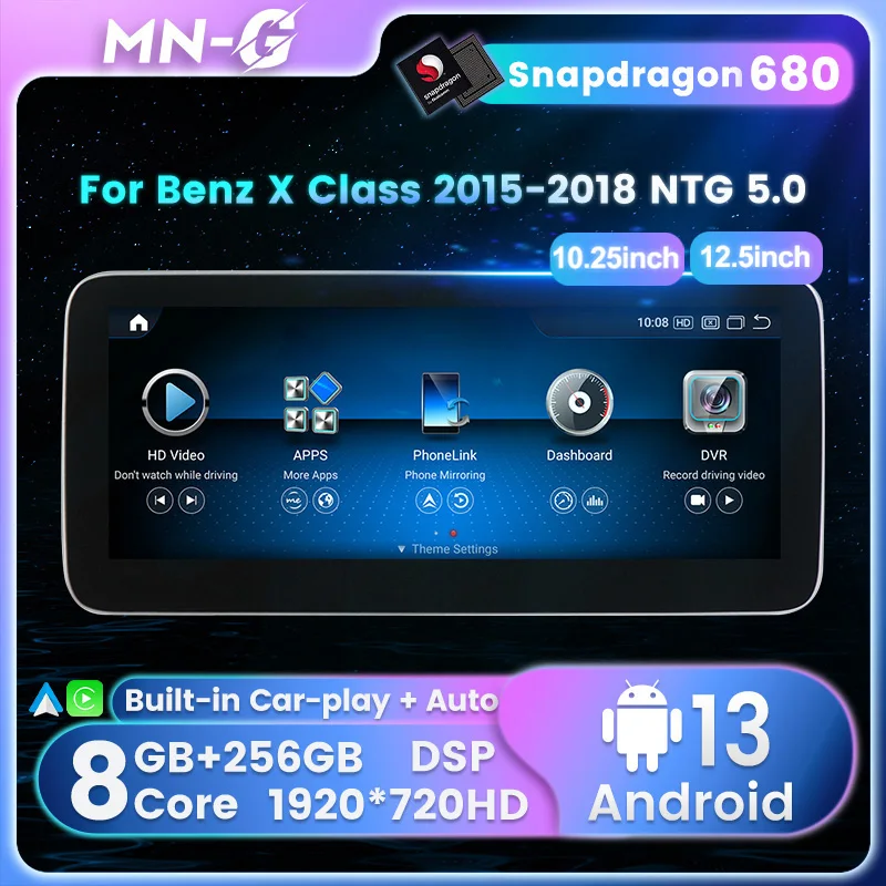 Snapdragon680  For Mercedes Benz X Class W205 2015-2018 NTG 5.0 Multimedia Player Wireless Carplay Car Radio Android All in one