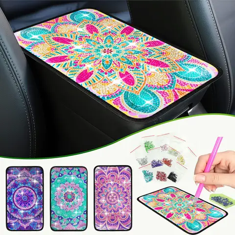 1 DIY Diamond Painting Set, Canvas Material Mandala Themed Car Pad, Suitable for Car Interior Decoration Pad Gifts.