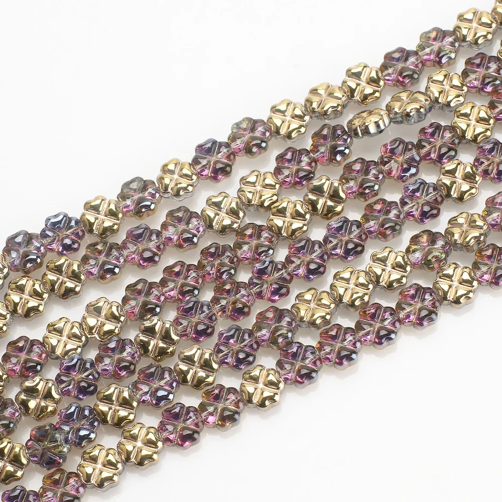 50Pcs/Lot Crystal Cross Pendant 8mm Glass Flower Petal Beads Color For Jewelry Making DIY Garment Accessories Wholesale