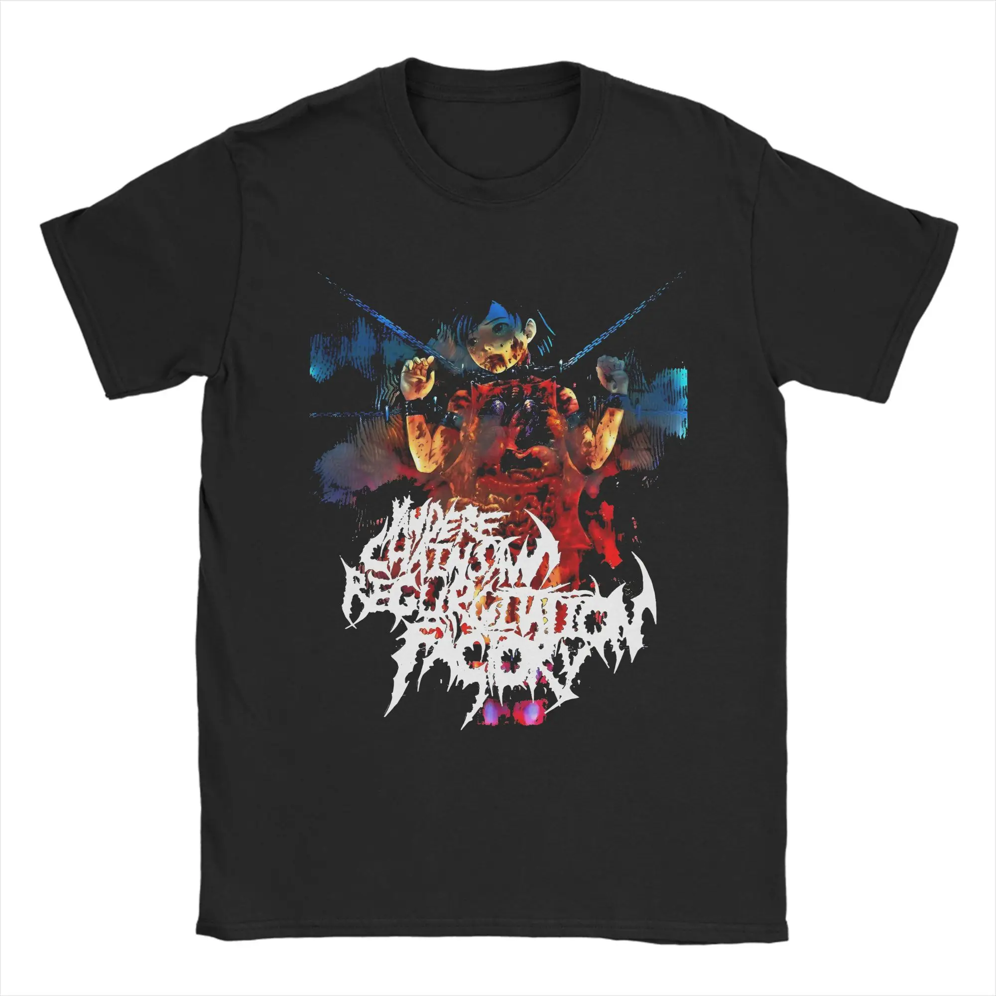 Yandere مصنع المنشار بالمنشار صلصة الذهب الأسود الظلام روك أنيمي البعد الثاني تي شيرت الموسيقى تي شيرت الصيف القطن تيز