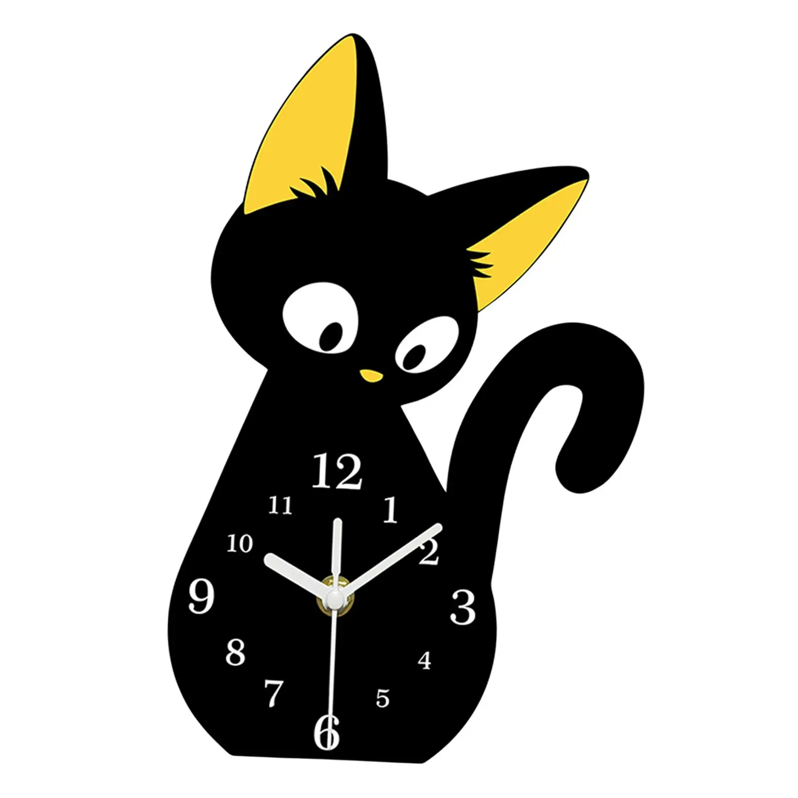 Cat Shaped Desk Clock Non Ticking Home Decor Acrylic Table Clock Table Ornament for Kids Room Nursery Classroom Office Farmhouse
