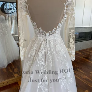 Kroatien Mode neue Brautkleider lang -Hochzeits -Hochzeitskleid Chapel Trem Gelinlik Dubai Braut Engagement Robe Mariee 12 Hauptverkaufskleider arabischer Bräute - №8