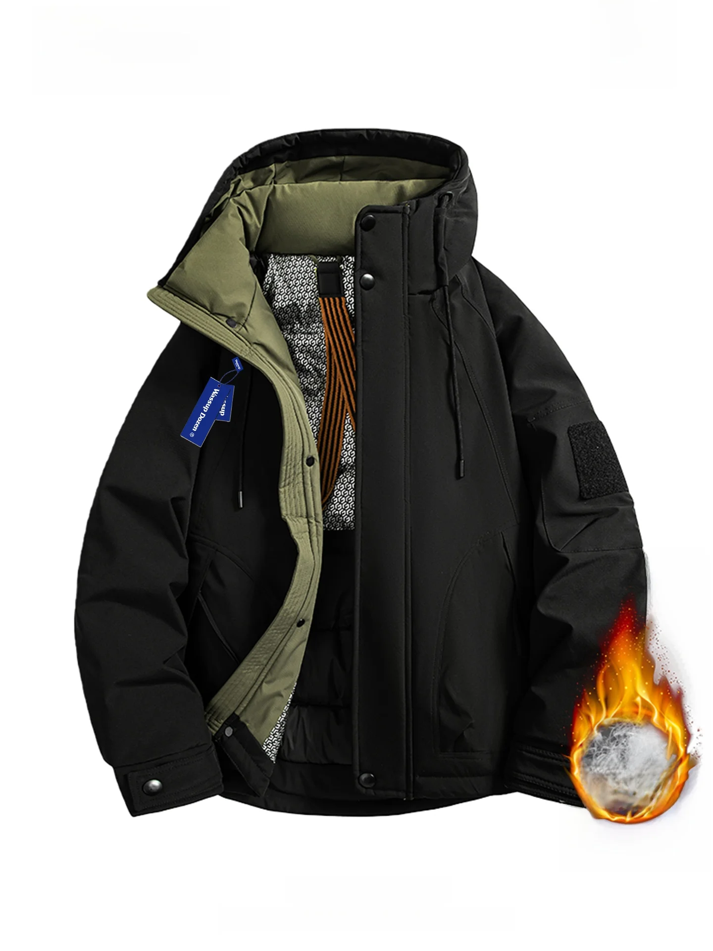 

Мужская утепленная куртка Wassup Dozen в стиле аутдор с капюшоном, средней длины, ветрозащитная, теплая, из полиэстера, с длинными рукавами, на молнии