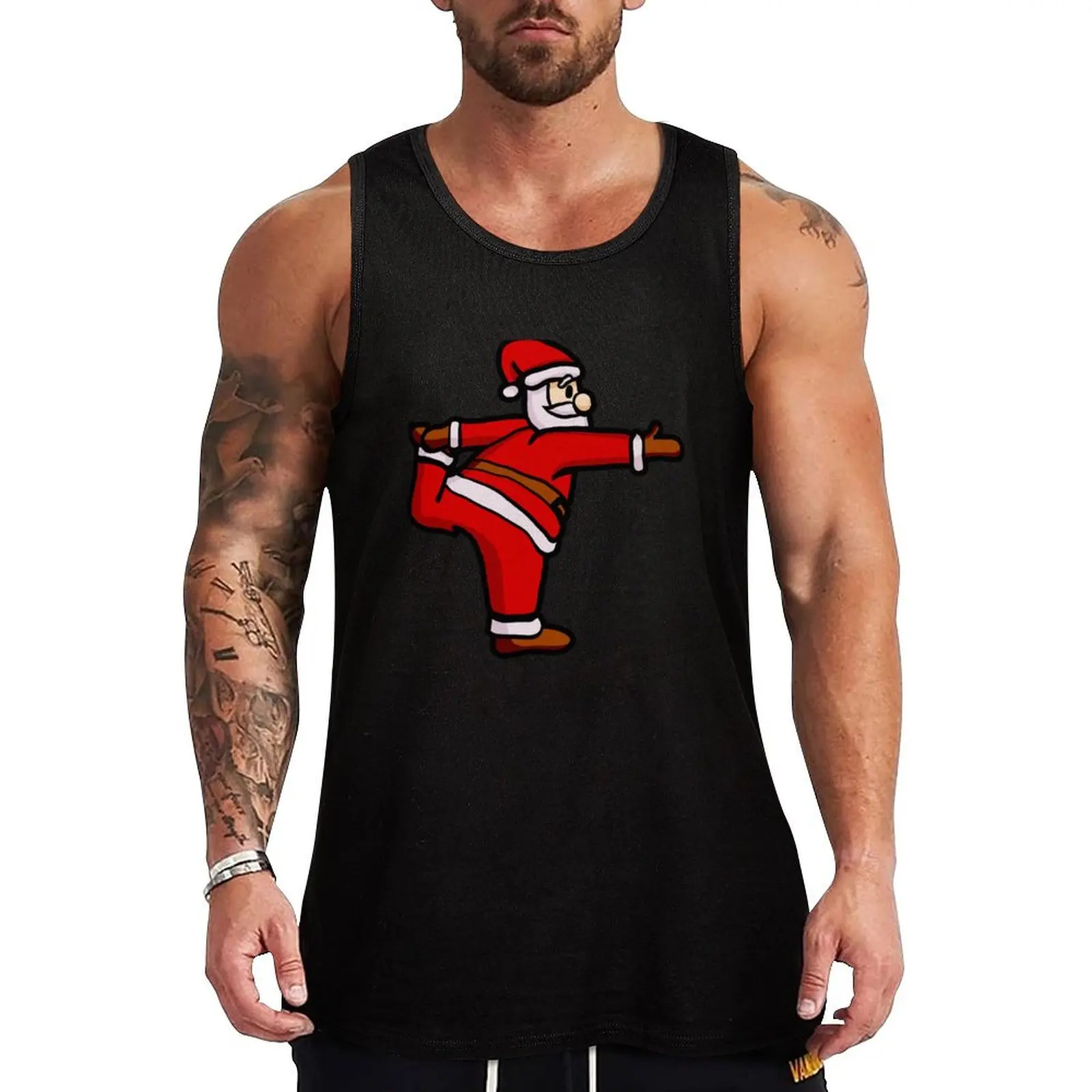 

Santa Claus Doing Yoga Tank Top T-shirt sports gym training accessories sleeveless jackets men clothing