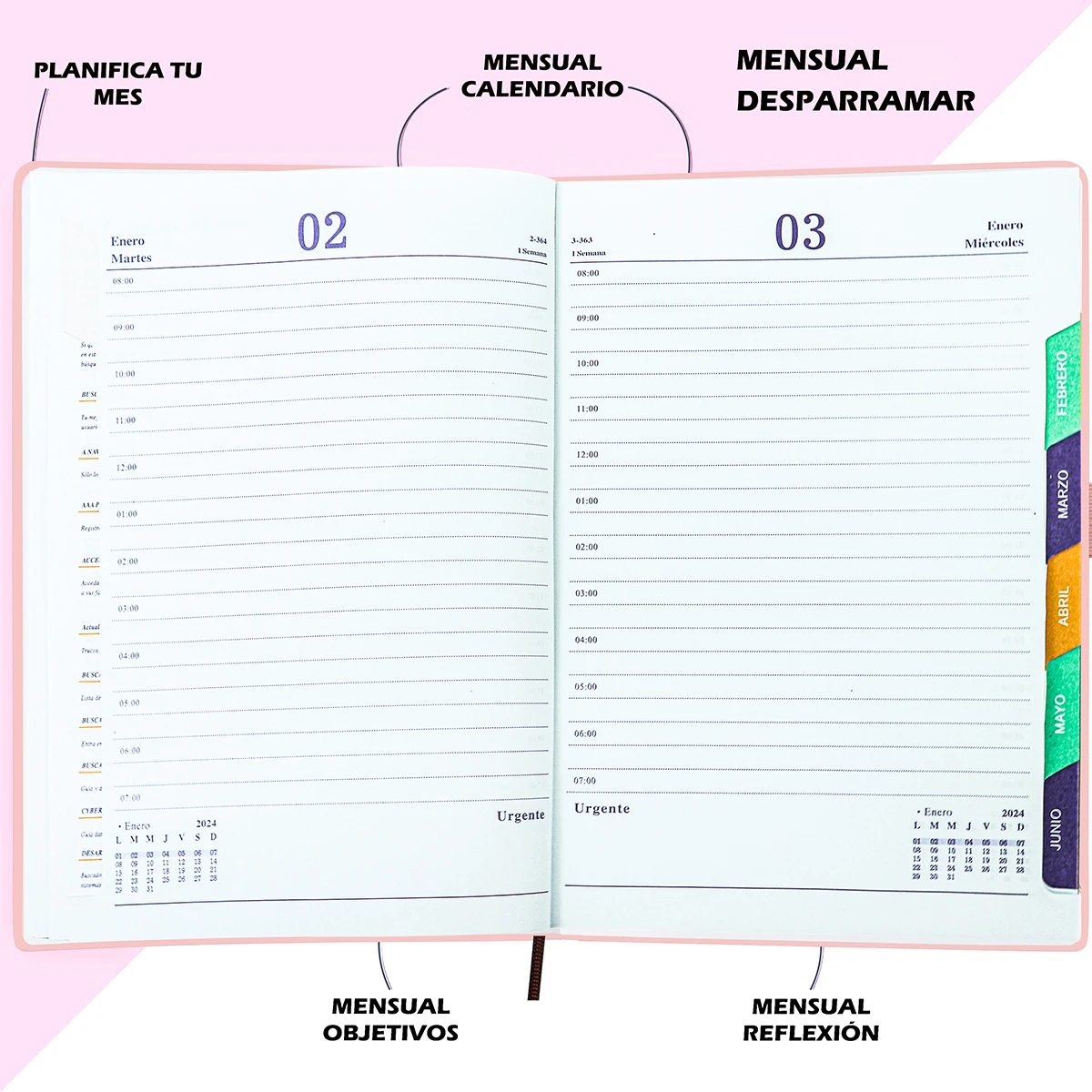 Espanhol Planejador Notebook para Estudantes, Agenda A5, Jornal 80GSM, Diário, Material Escolar Escritório, Acessórios de papelaria, 2024