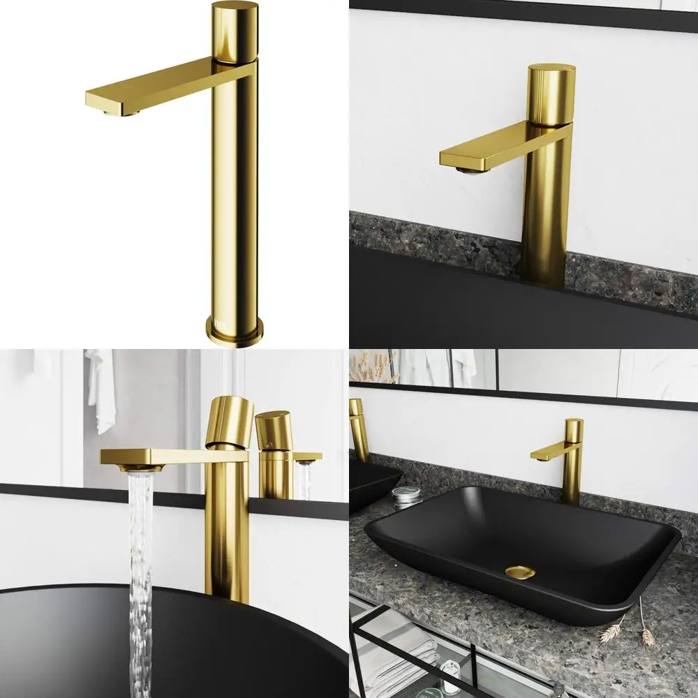 

12-inch Matte Brushed Gold Single Handle Vessel Bathroom Faucet with Single-Hole Design for Modern Elegance