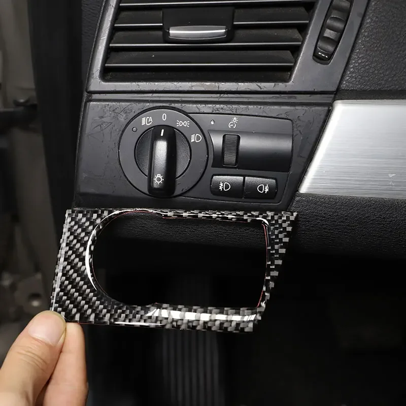 

For BMW X3 E83 2006-2010 Soft Carbon Fiber Car Headlight Switch Panel Decorative Cover Trim Sticker Car Accessories