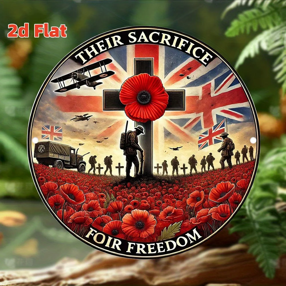 2D Flat, 2D Flat - 1pc 2D Flat 2D Plane, Their Sacrifice for Our Freedom, Wall Art Sign, Fade-Resistant, and Rust-Proof Indoor/O
