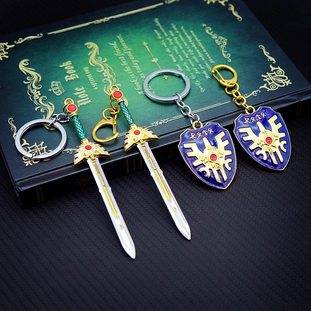 Doragon Kuesuto Keychain Shield Sword of Road Key Chain Dragon Quest Keyring Keychains for Men Game Accessories Car llaveros