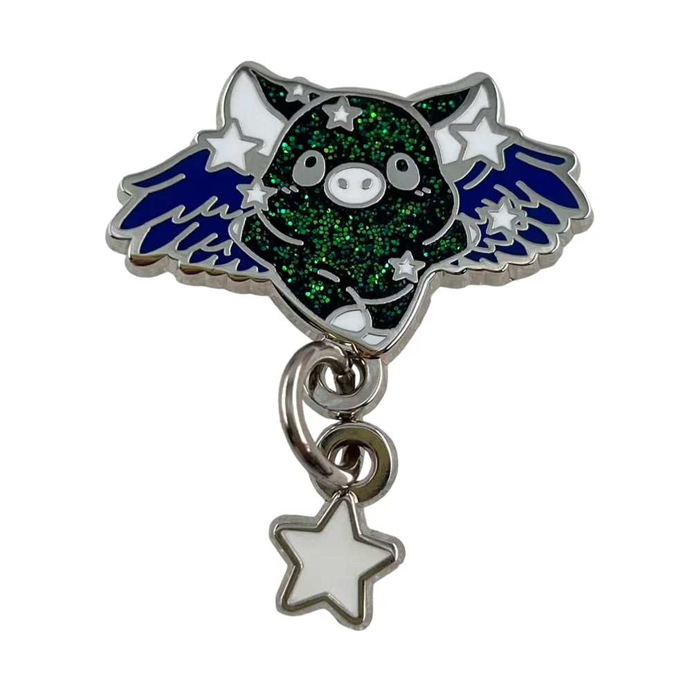 Niedliche geflügelte Fantasy-Tier-Emaille-Anstecknadel, Stern-Anhänger, Brosche, Katze, Pferd, Fuchs, Tiger, Elefant, Schmetterling, Reversnadel, Abzeichen, Schmuck, Geschenk – Detail 16
