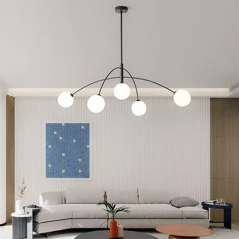 

Danish Designer Milky Glass Chandelier Nordic Ceiling Hanging Lamp Pendant Light for Living Dining Room Kitchen