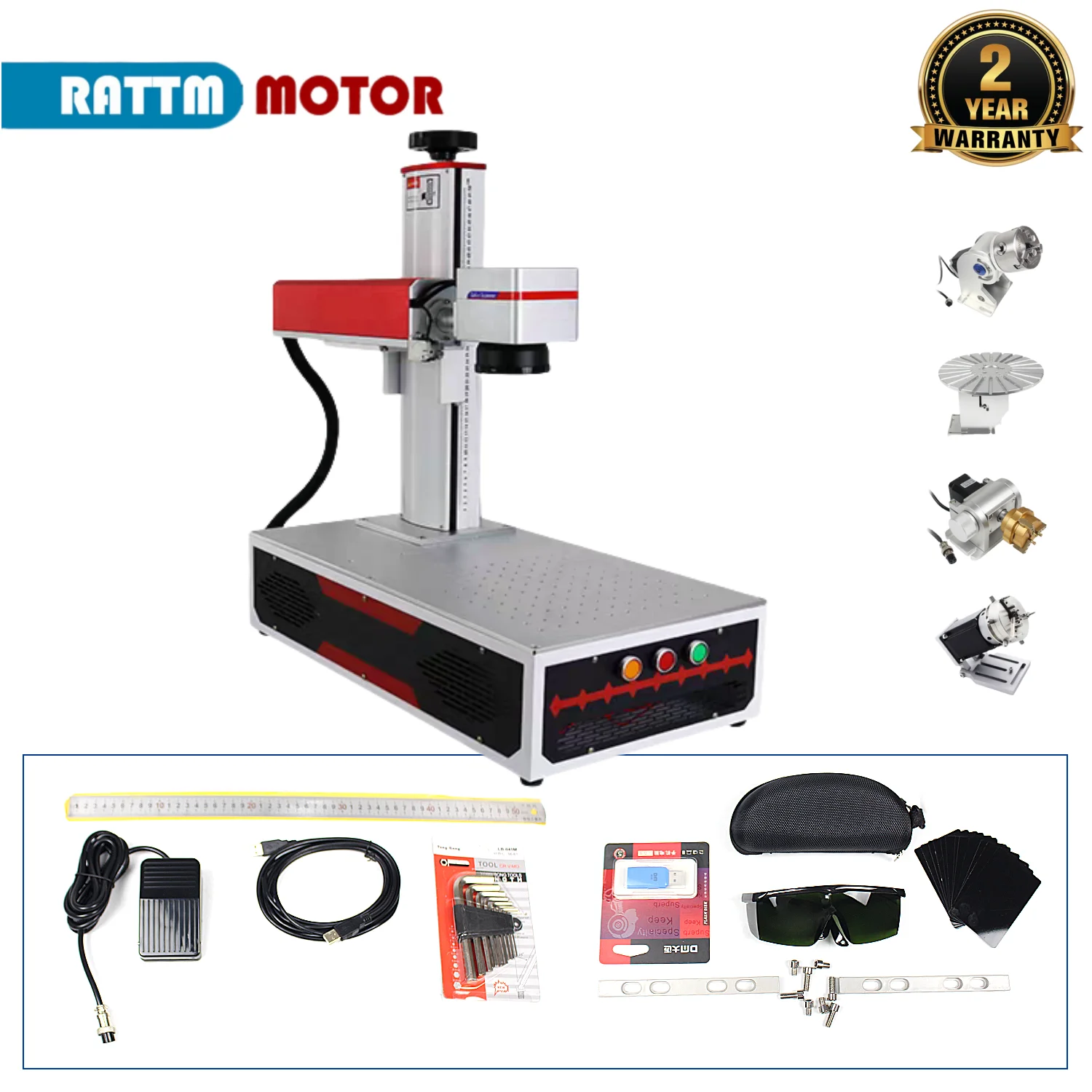 Raycus JPT LP,MOPA M7 30W 60W EZCAD2 BSL Controller Color Engraving Fiber Laser Marking Machine Metal Steel with D80 Rotary Axis