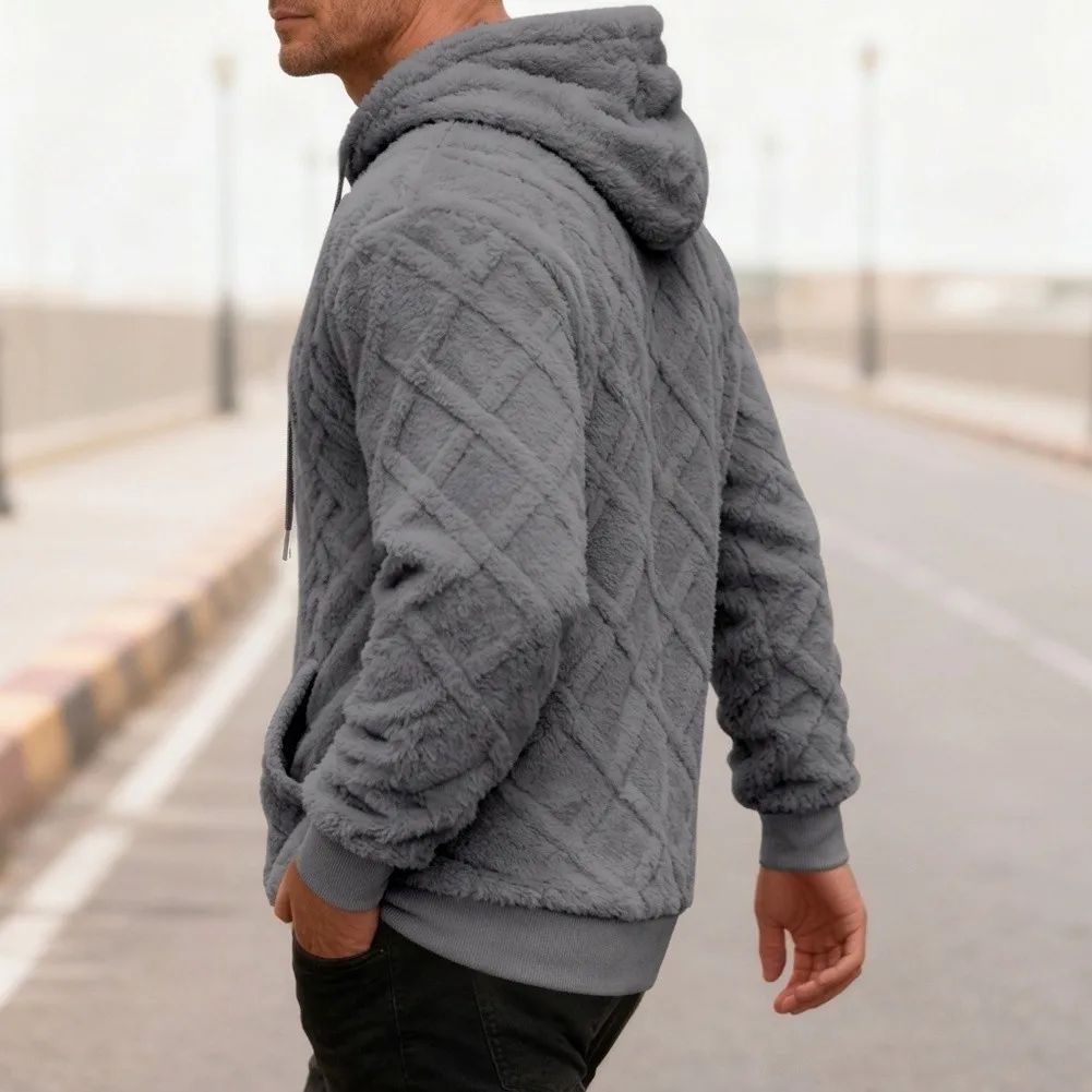 Jacquard Double-Sided For Velvet Hoodie for Men Designed for as Loose for Fit Pullover Sweatshirt for Seasonal Layering