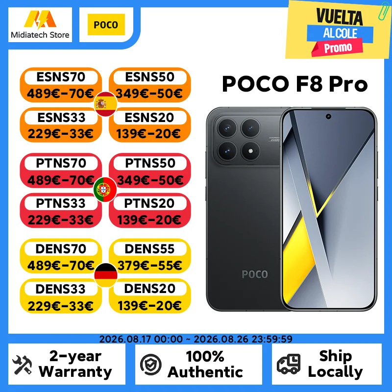 Versión Global POCO F8 Pro, Teléfono Inteligente con Procesador Snapdragon 8 Elite, Batería de 6210 mAh, HyperCharge… — oferta en AliExpress