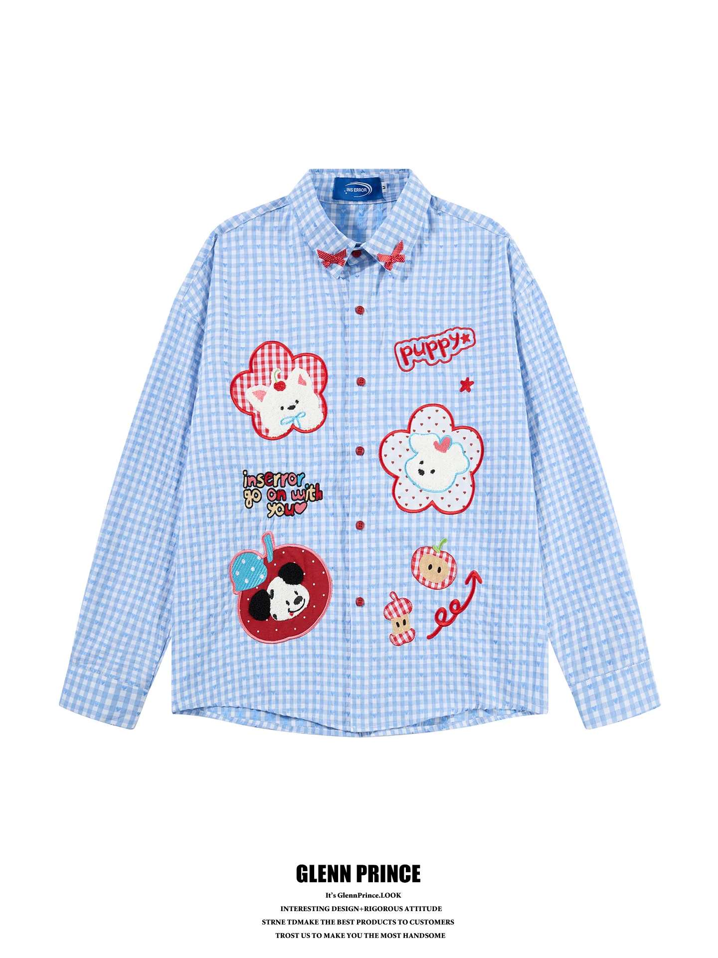 GPstudio Japanese Style Long Sleeve Embroidered Dog Casual Shirt Men's Autumn Cotton Polyester Blend Breathable Comfortable