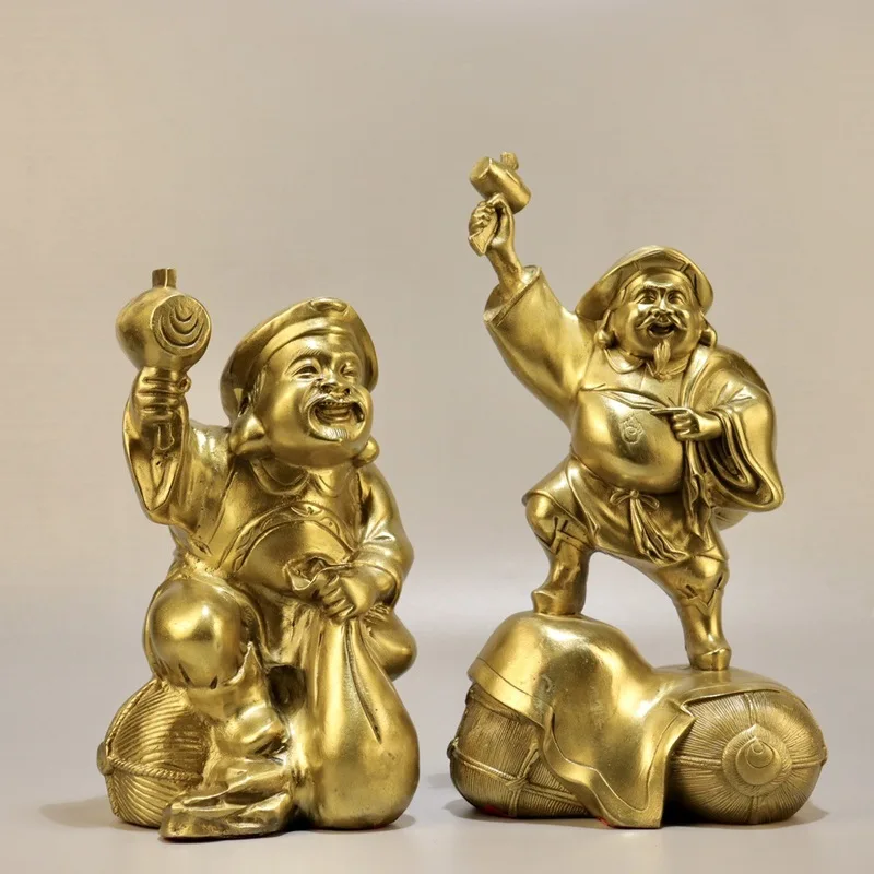 Exquisitely Crafted Brass Figure of the Great Black Celestial God, Japanese God of Wealth, Kibiyo, for Home Decoration