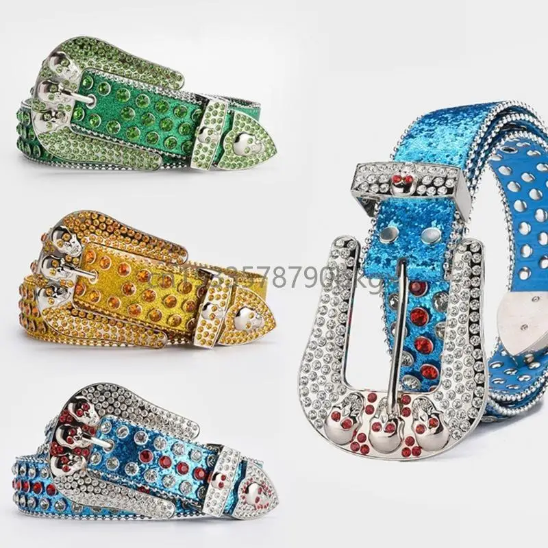 

Adjustable Waist Belts for Jeans Glitter Belt for Woman Cowboy Cowgirl Teens Female Jeans Skirt Waistband J78E