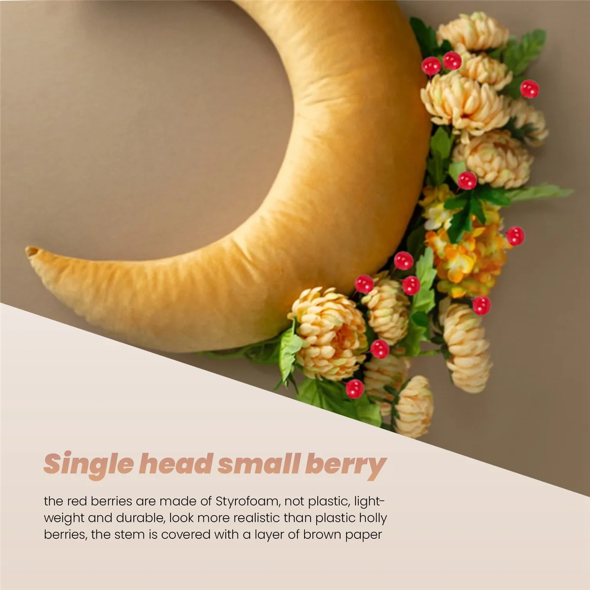ABFKL 200 Pcs Holly Berries Artificial Berries for Christmas Wreath Decorations Wreath Making Supplies Party Decoration