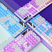 Máquina de escribir redonda, teclado para juegos de 104 teclas, teclado con cable, retroiluminado a juego de colores, periféricos deportivos electrónicos para ordenador portátil de escritorio