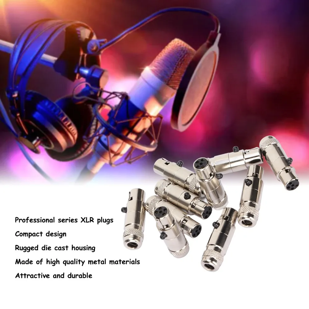 10PCS Metal 5 Pin XLR Female Adaptor Protective Shielding Mini XLR Plug Microphone Cable Adapter for Monitor Speaker