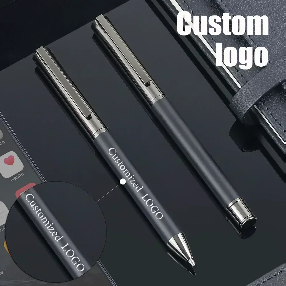 

Luxury Black Blue Metal Ballpoint Pen Custom Logo Commercial Advertising Signature Pen Office Writing Stationery Gift Ball Pen