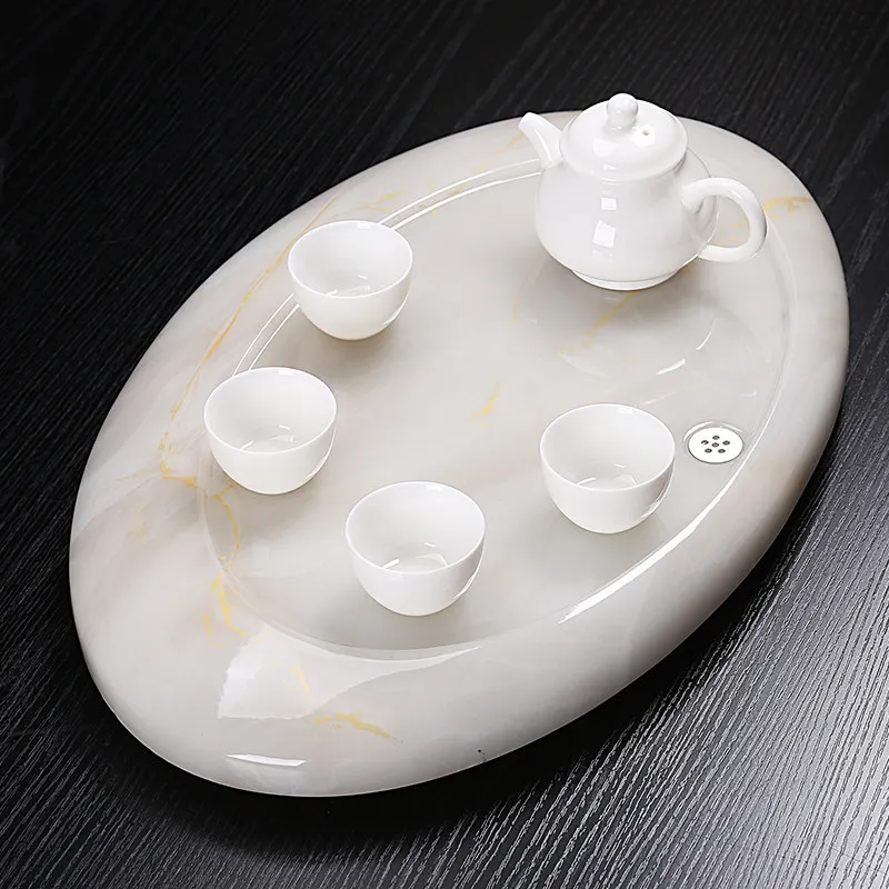 

Accessories Stone Tea Tray Serving Decorative Ceremony Pot Office Tea Tray Hospitality Living Room Bandejas Home Decorationgs