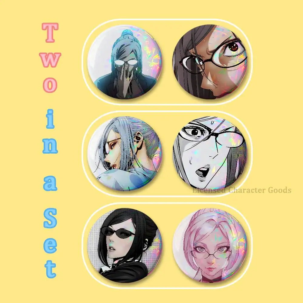 S-Shiraki Sexy M-MeikoS 2-piece set Pin Tinplate Round Brooch Cosplay Nijigen Otaku Culture Badges 58 44 32 75 25 mm